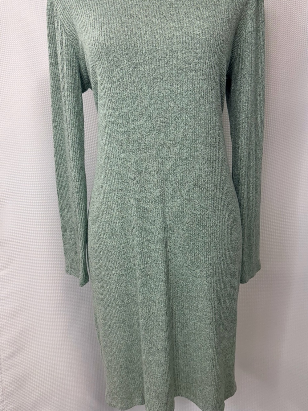 Hello MIZ Sage Green Ribbed Long Sleeve Dress